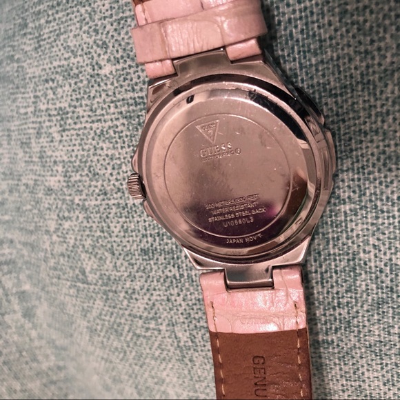 Guess Pink Rhinestone Genuine Leather Watch - Picture 6 of 6
